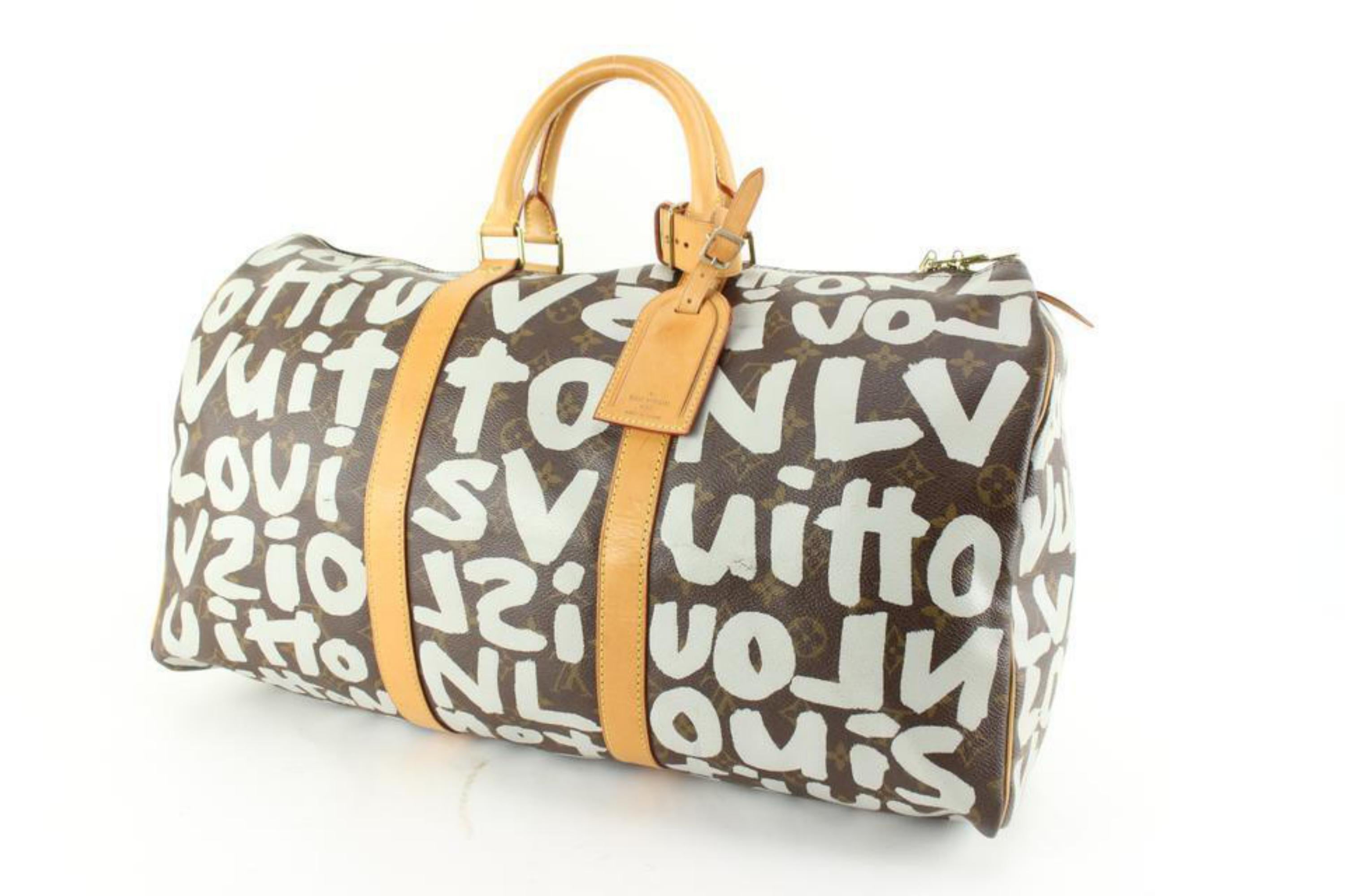 Louis Vuitton Stephen Sprouse Grey Monogram Graffiti Keepall 50 63L26a For Sale 5
