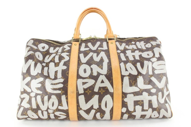Louis Vuitton Stephen Sprouse Grey Silver Monogram Graffiti Keepall 50  5LVJ1118 For Sale at 1stDibs