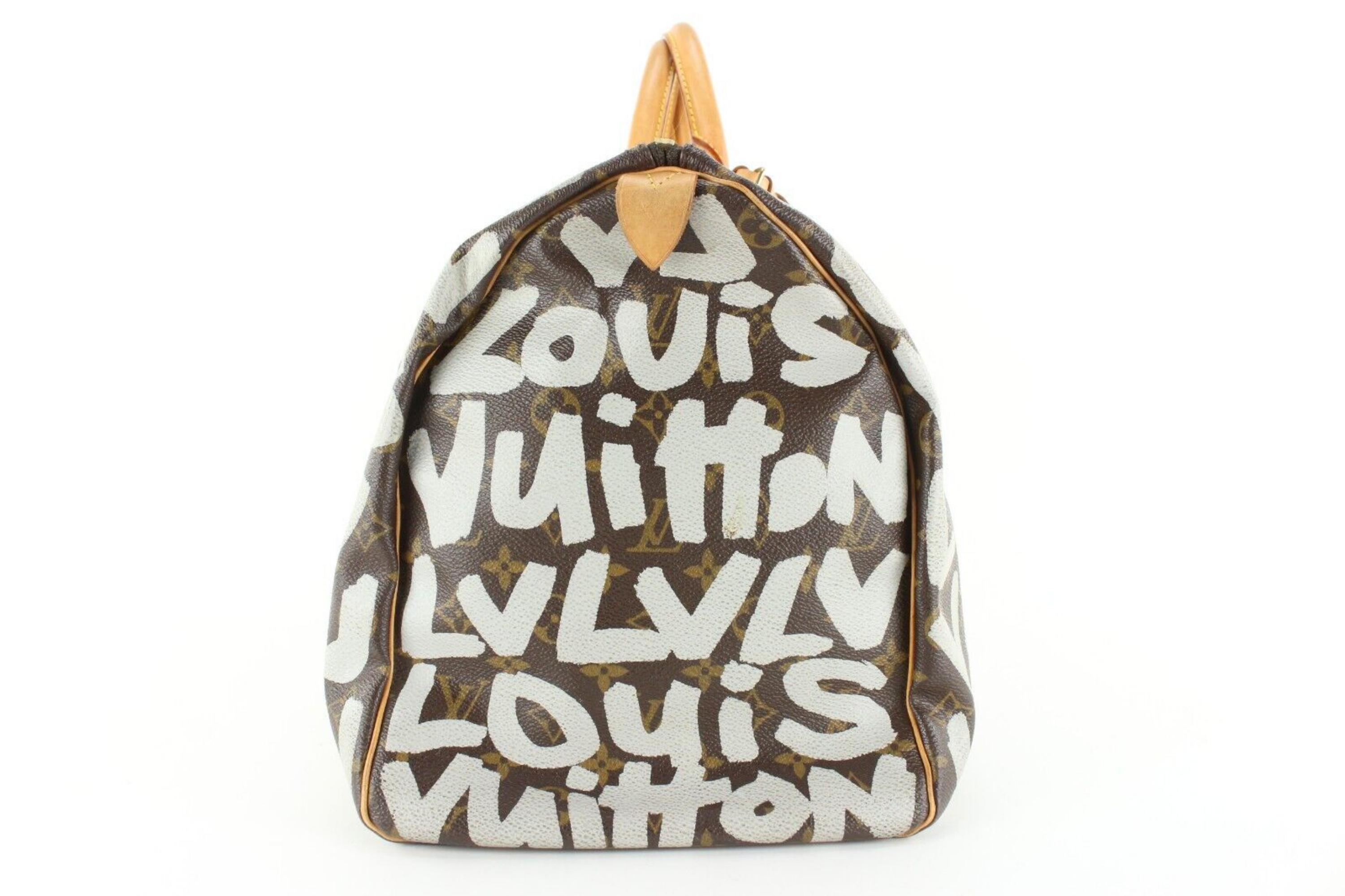 Louis Vuitton Stephen Sprouse Grey Silver Monogram Graffiti Keepall 50 5LVJ1118 In Good Condition In Dix hills, NY