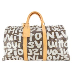 Louis Vuitton Stephen Sprouse Grey Silver Monogram Graffiti Keepall 50 5LVJ1118