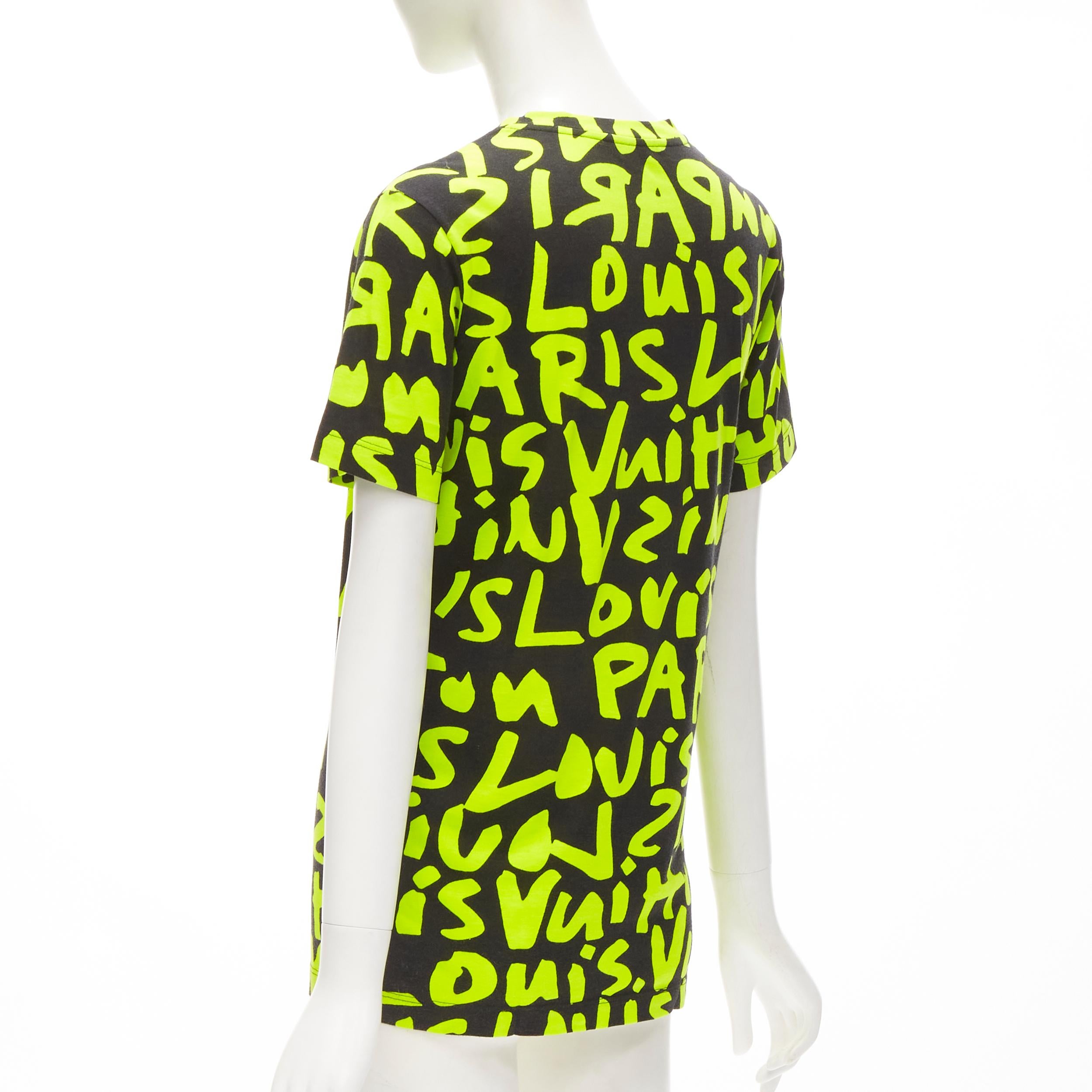 Green LOUIS VUITTON Stephen Sprouse Iconic Graffiti black neon yellow tshirt For Sale