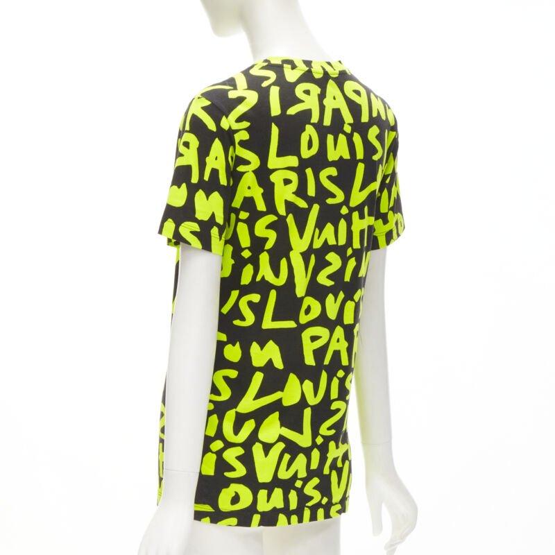 LOUIS VUITTON Stephen Sprouse Iconic Graffiti black neon yellow tshirt For Sale 1