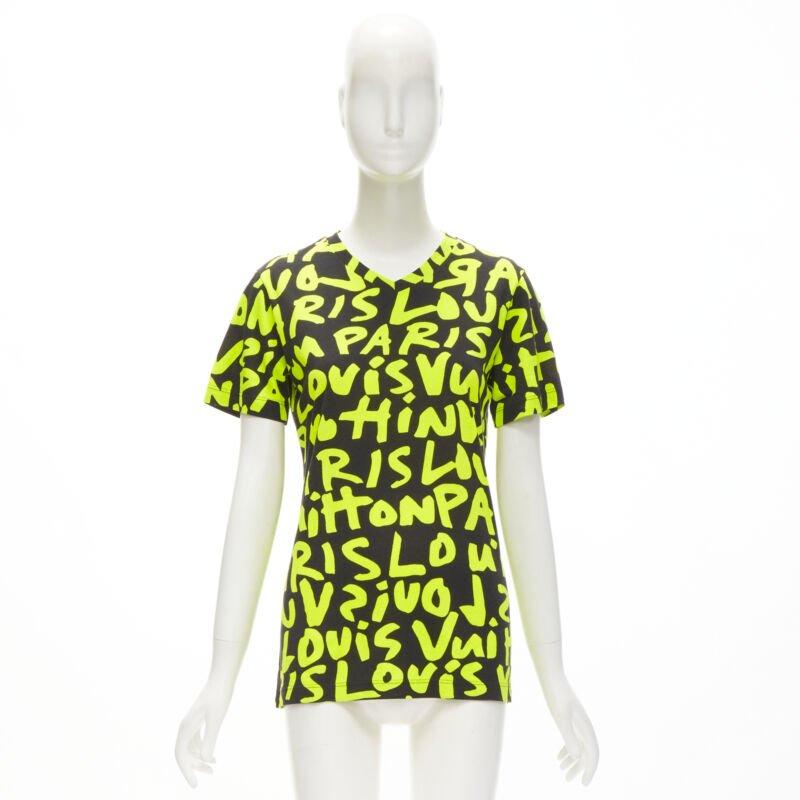 LOUIS VUITTON Stephen Sprouse Iconic Graffiti black neon yellow tshirt For Sale 4