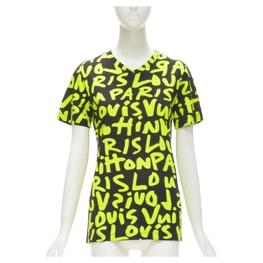LOUIS VUITTON - T-shirt Graffiti noir fluo jaune fluo iconique Stephen Sprouse