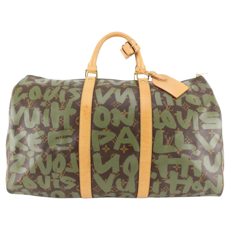 Louis Vuitton Stephen Sprouse Khaki Green Monogram Graffiti Keepall 50  64lz817s