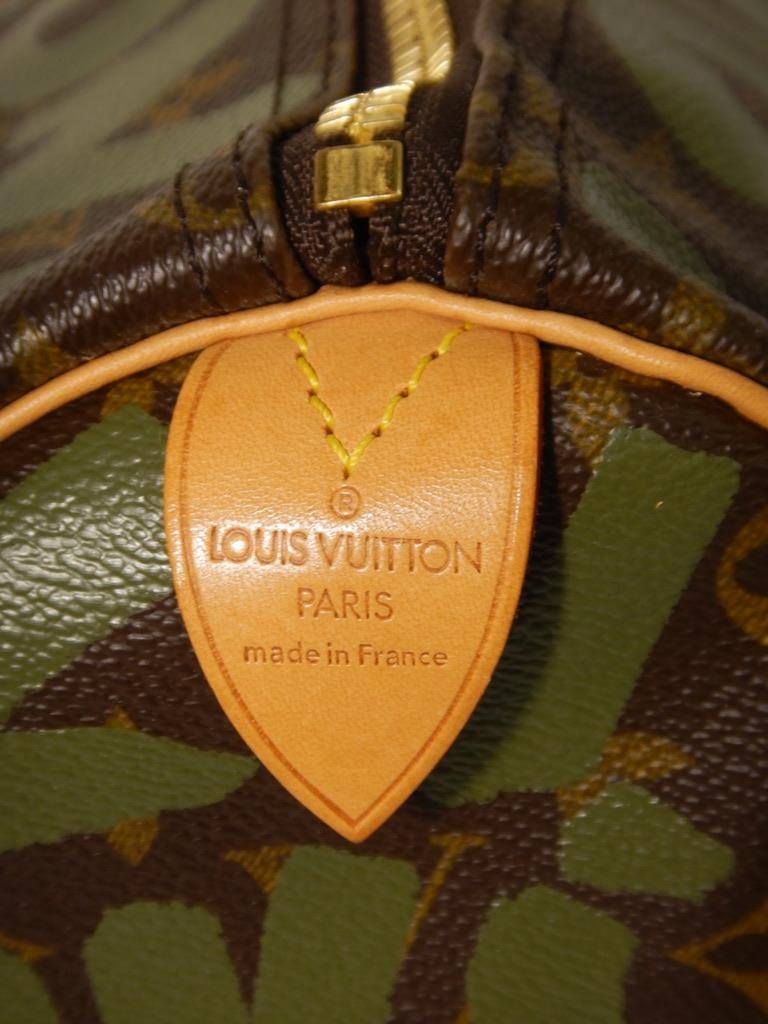 Louis Vuitton - Sac à main « Graffiti Keepall » à monogrammes vert kaki Stephen Sprouse 50  en vente 6