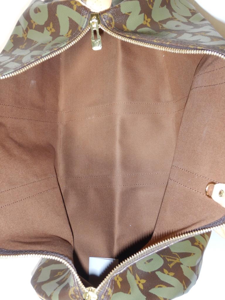 Louis Vuitton Stephen Sprouse Khaki Green Monogram Graffiti Keepall 50 For Sale 12