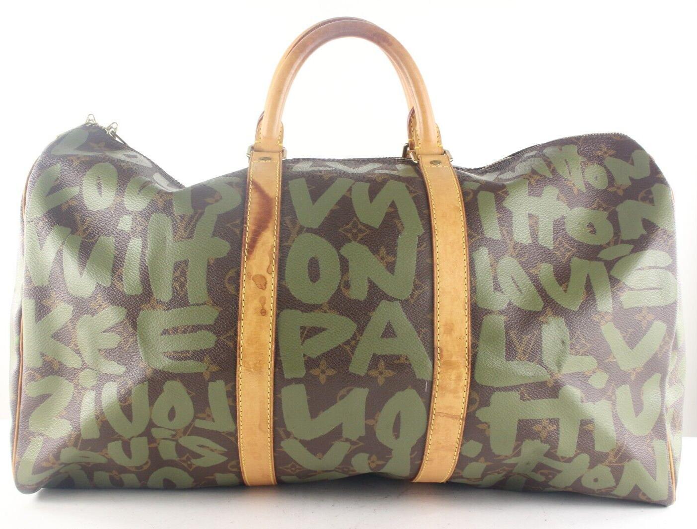 Louis Vuitton Stephen Sprouse Monogram Graffiti Keepall 50 Khaki Green 1LK919K For Sale 2
