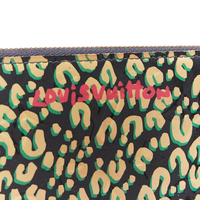 LOUIS VUITTON STEPHEN SPROUSE Monogram Vernis green leopard patent Zippy  wallet