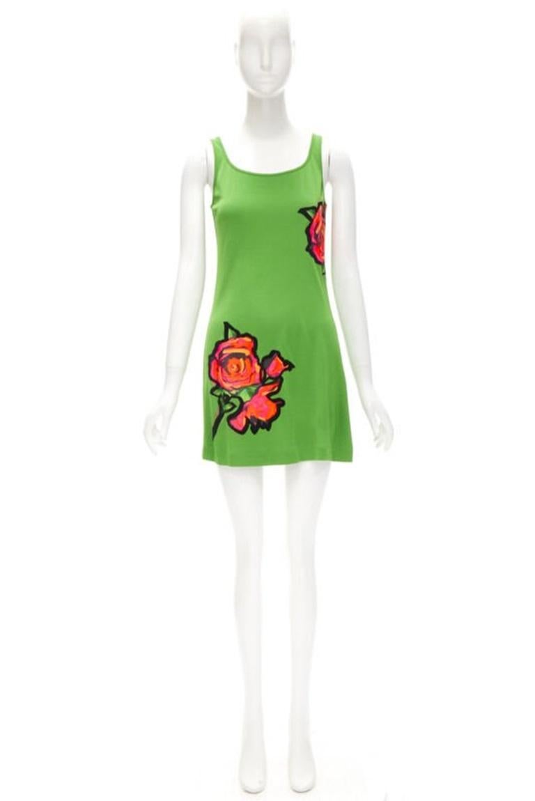 LOUIS VUITTON Stephen Sprouse Neon pink Graffiti Pop Rose green mini dress S 5