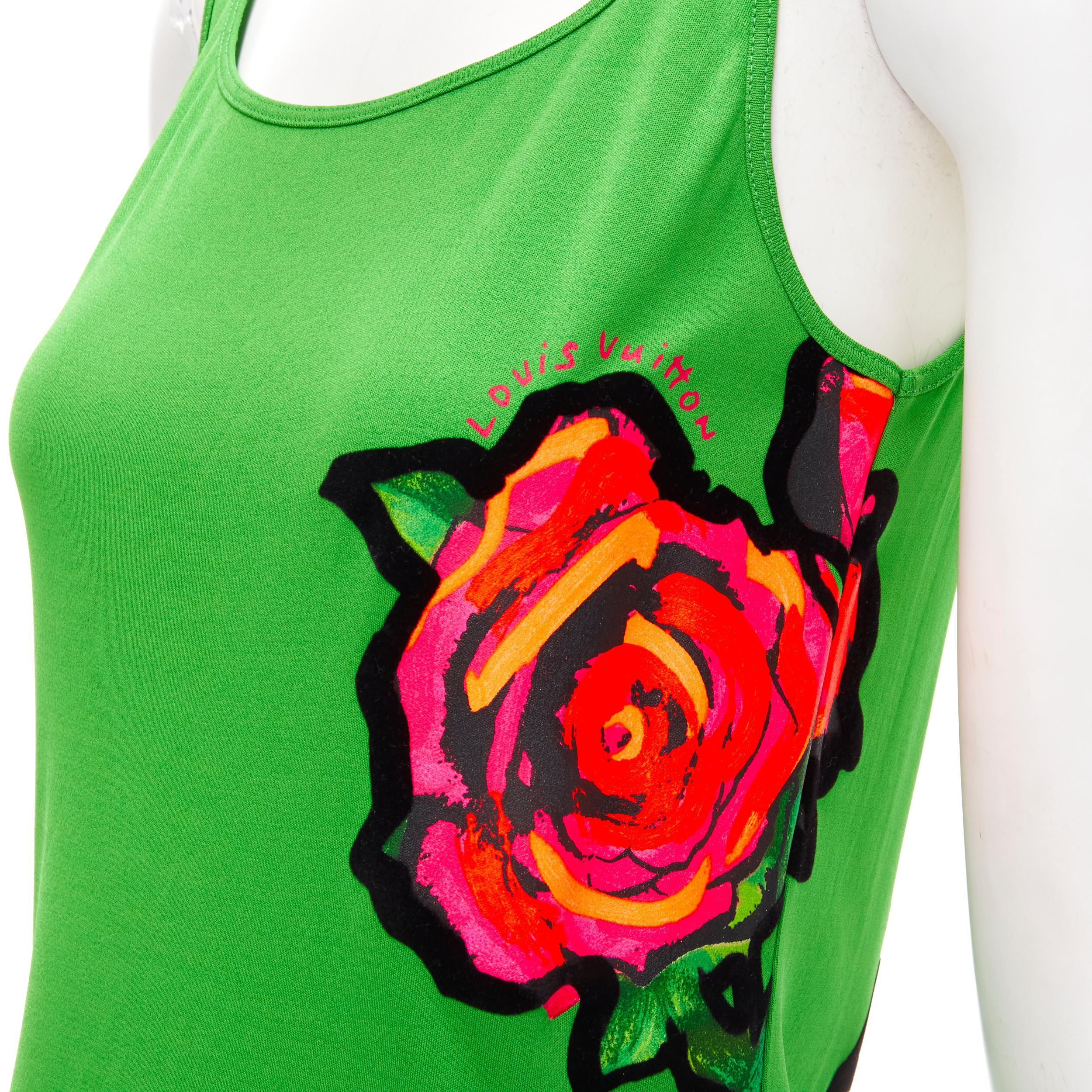 LOUIS VUITTON Stephen Sprouse Neon pink Graffiti Pop Rose green mini dress S 
Reference: ANWU/A00666 
Brand: Louis Vuitton
Designer: Marc Jacobs 
Collection: Stephen Sprouse Pop Rose 
Material: Feels like viscose 
Color: Green 
Pattern: Floral