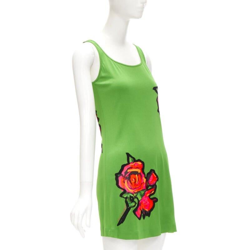 Green LOUIS VUITTON Stephen Sprouse Neon pink Graffiti Pop Rose green mini dress S