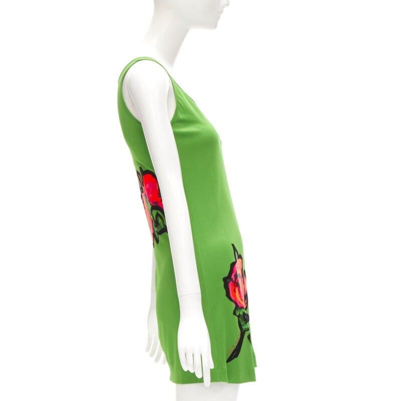 LOUIS VUITTON Stephen Sprouse Neon pink Graffiti Pop Rose green mini dress S In Excellent Condition In Hong Kong, NT