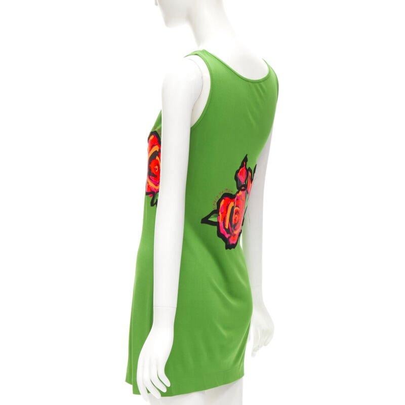 LOUIS VUITTON Stephen Sprouse Neon pink Graffiti Pop Rose green mini dress S 1