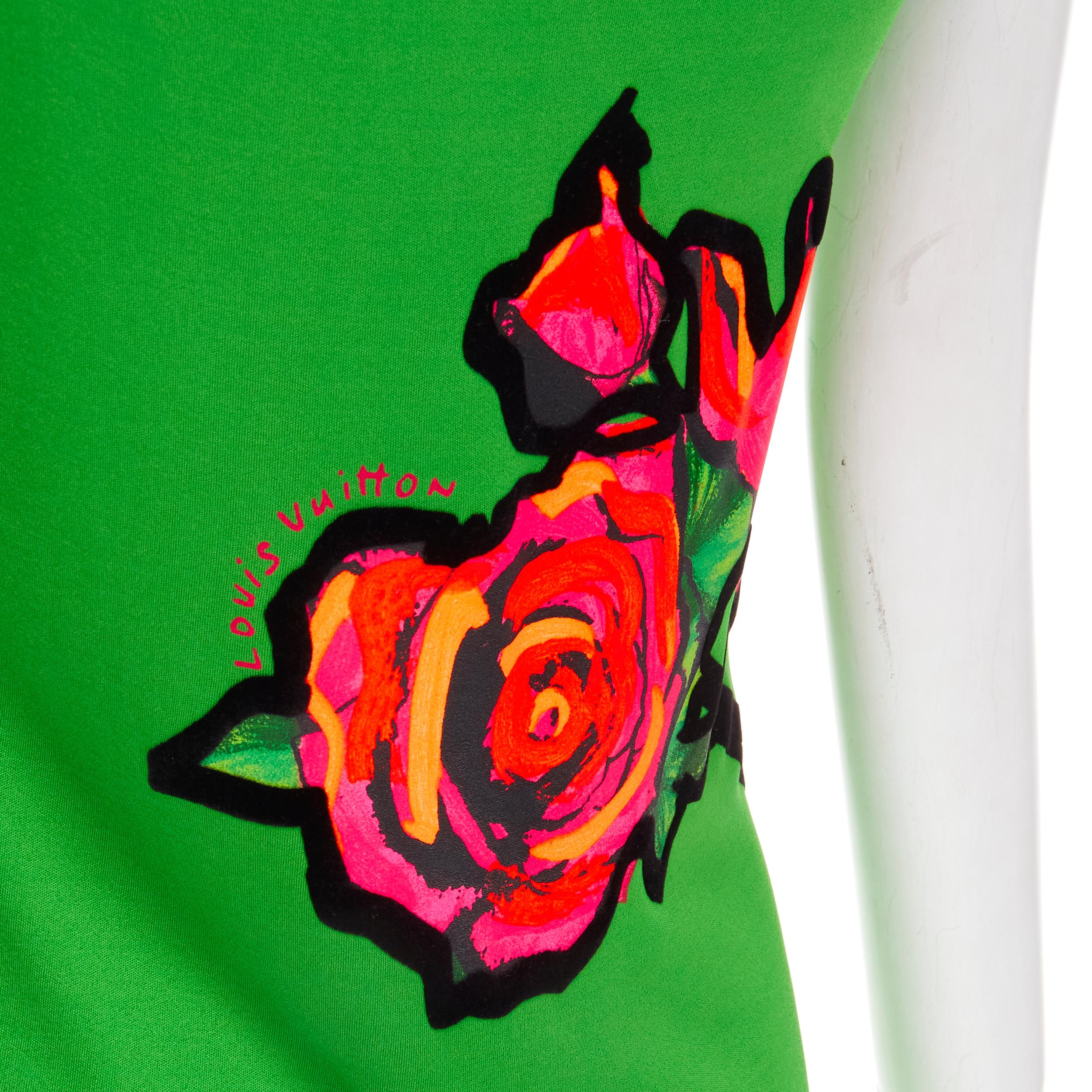 Women's LOUIS VUITTON Stephen Sprouse Neon pink Graffiti Pop Rose green mini dress S For Sale