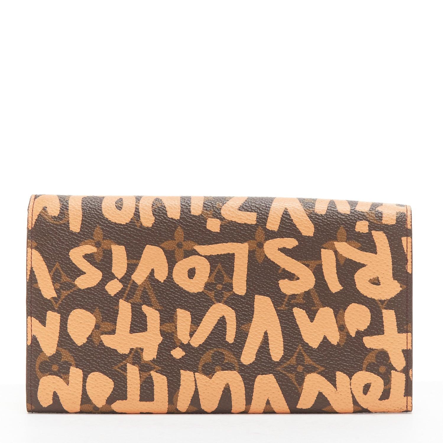 LOUIS VUITTON Stephen Sprouse orange graffiti brown monogram long wallet In Good Condition For Sale In Hong Kong, NT