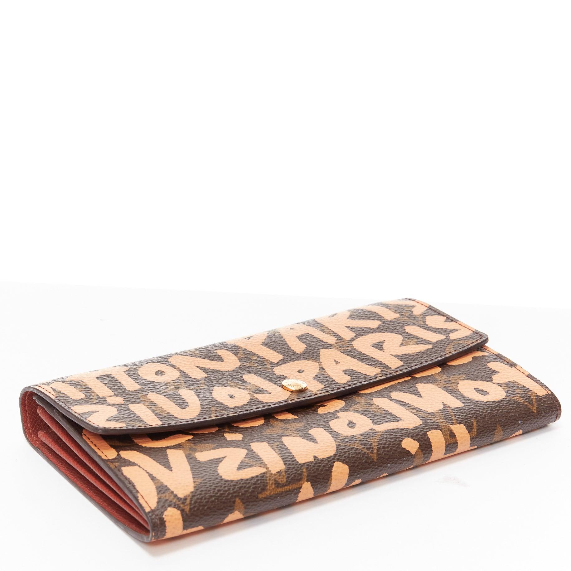 LOUIS VUITTON Stephen Sprouse orange graffiti brown monogram long wallet In Good Condition For Sale In Hong Kong, NT