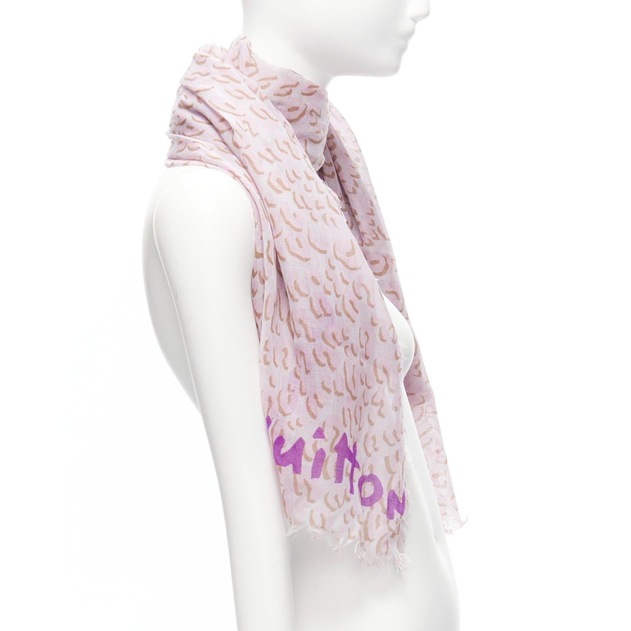 Women's LOUIS VUITTON Stephen Sprouse pink leopard Graffiti cashmere silk scarf