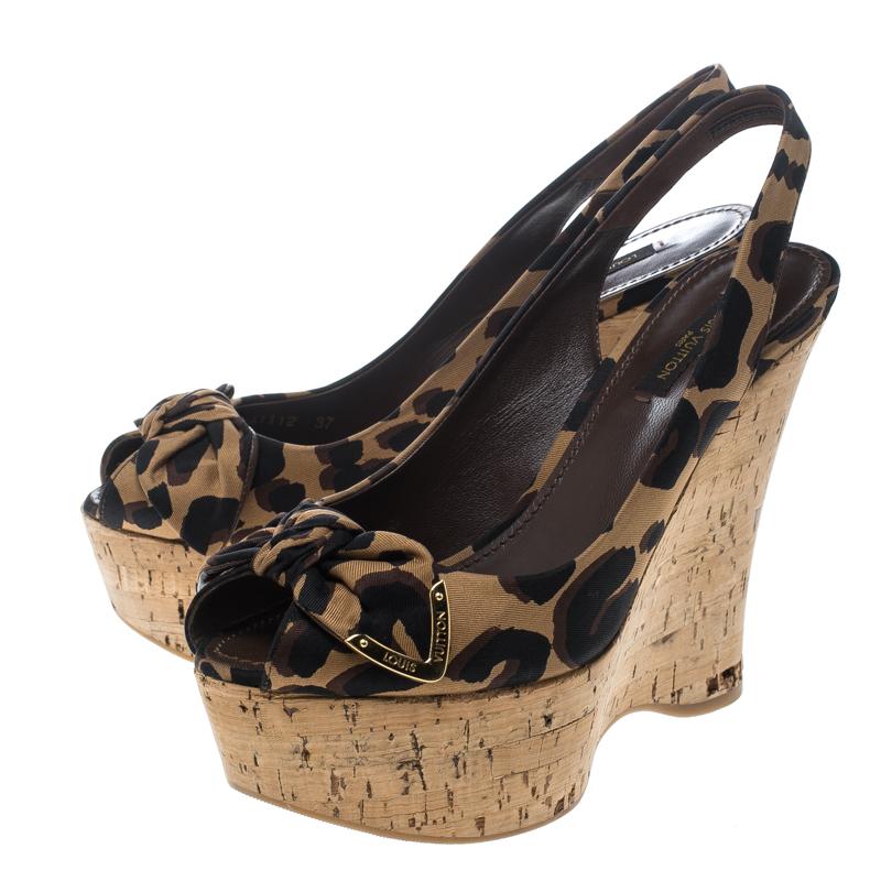 Women's Louis Vuitton Stephen Sprouse Savanna Platform Slingback Wedge Sandals Size 37