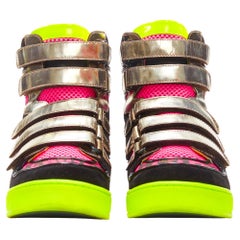 LOUIS VUITTON Stephen Sprouse silver pink Graffiti monogram hi top sneaker EU36