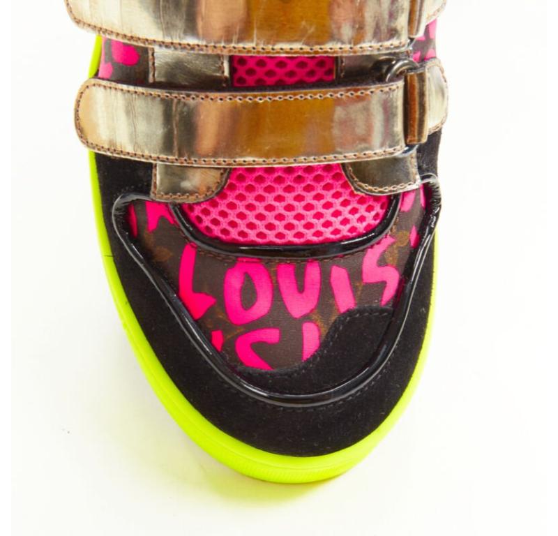 LOUIS VUITTON Stephen Sprouse silver pink Graffiti monogram hi top sneaker EU36 For Sale 1