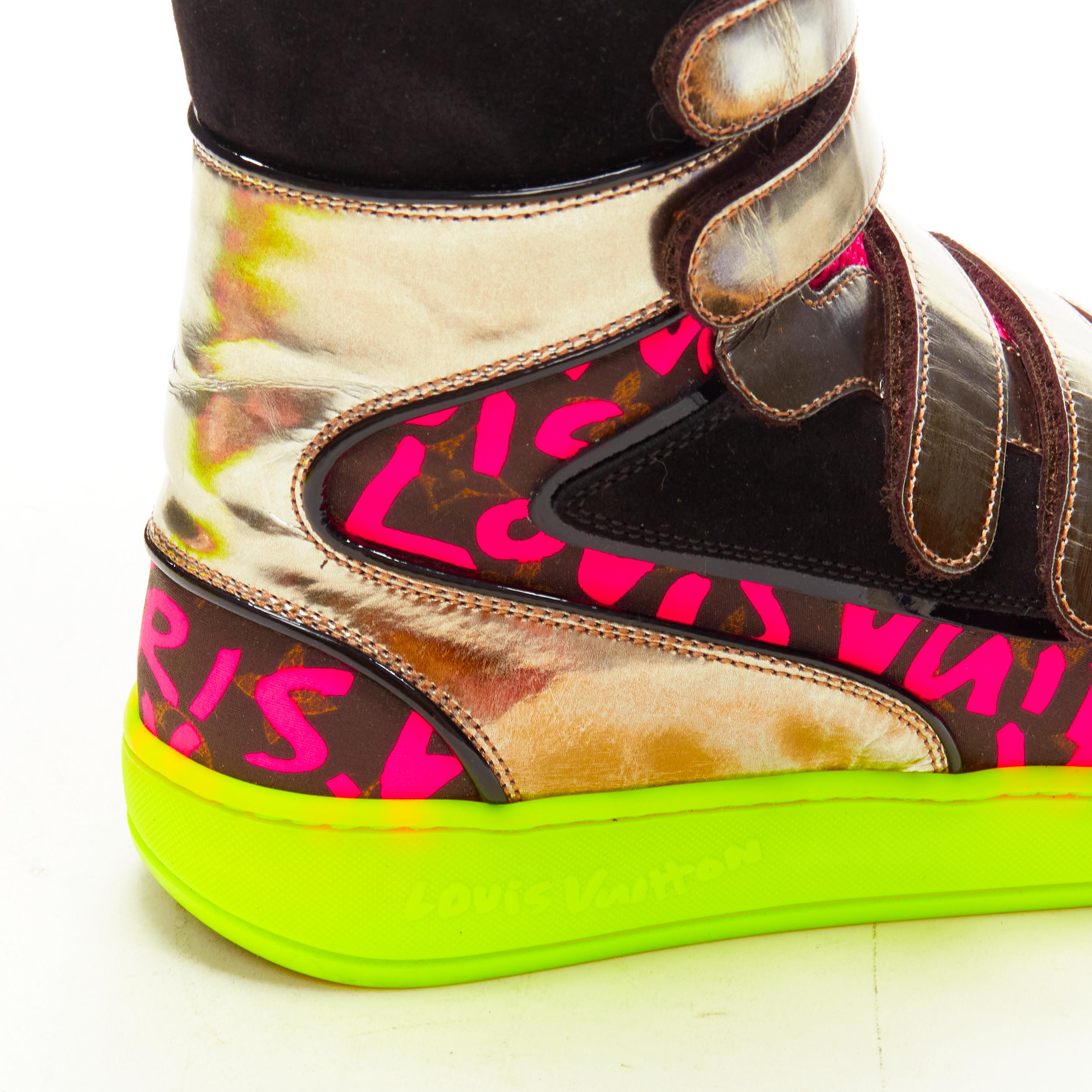 LOUIS VUITTON Stephen Sprouse rosa plateado Graffiti monograma hi top sneaker EU36 en venta 3