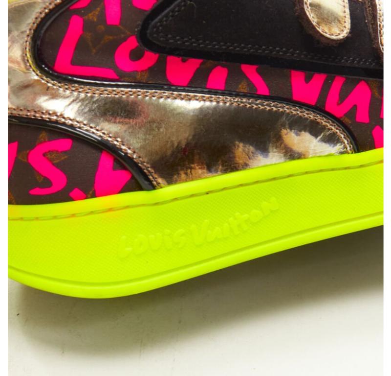 LOUIS VUITTON Stephen Sprouse silver pink Graffiti monogram hi top sneaker EU36 For Sale 3
