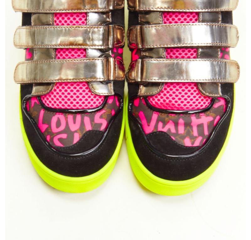 LOUIS VUITTON Stephen Sprouse silver pink Graffiti monogram hi top sneaker EU36 For Sale 4