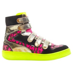 LOUIS VUITTON Stephen Sprouse silver pink Graffiti monogram hi top sneaker EU36