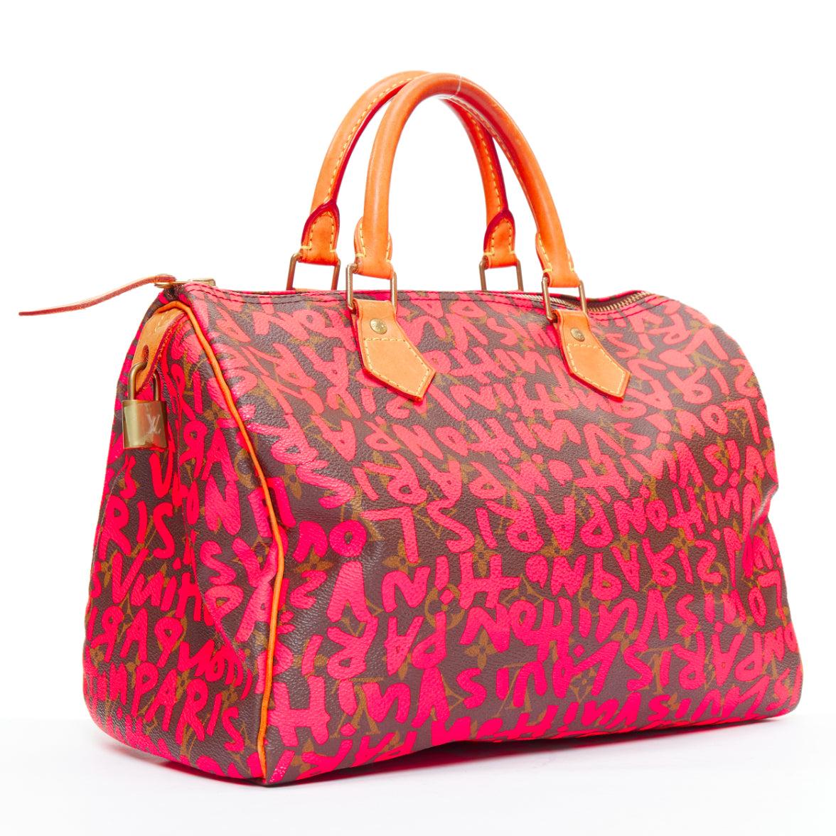 Pink LOUIS VUITTON Stephen Sprouse Speedy 30 neon pink graffiti top handle bag