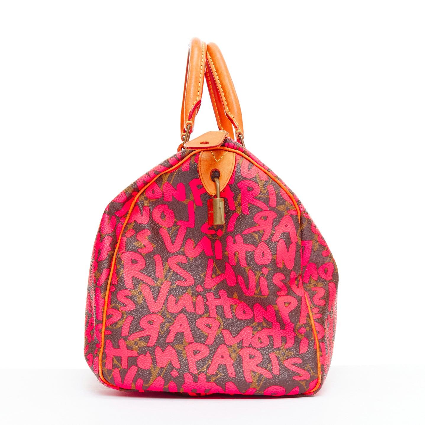 LOUIS VUITTON Stephen Sprouse Speedy 30 neon pink graffiti top handle bag In Fair Condition In Hong Kong, NT