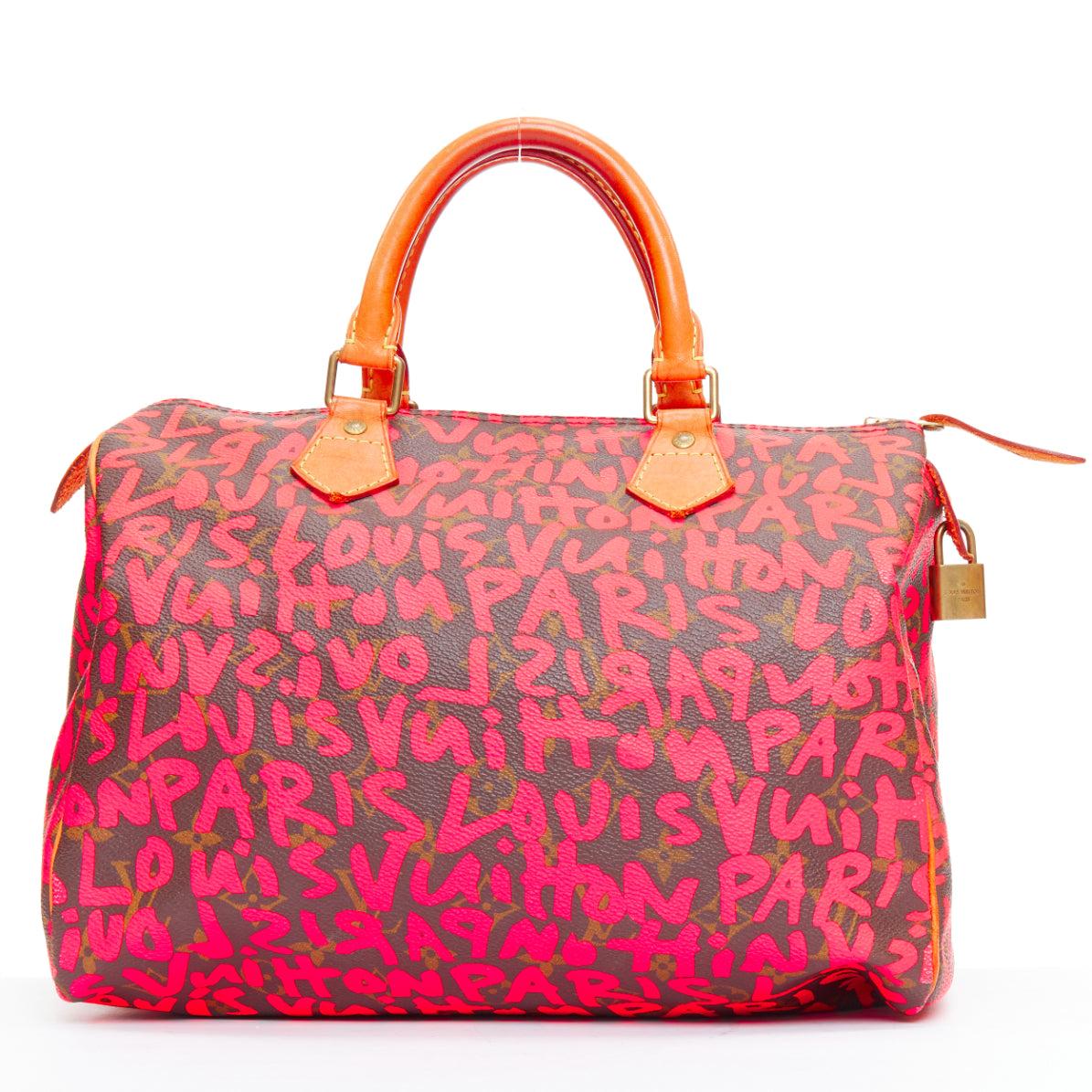 Women's LOUIS VUITTON Stephen Sprouse Speedy 30 neon pink graffiti top handle bag