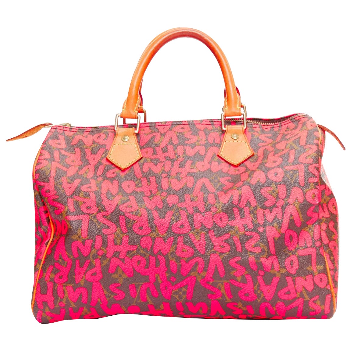 LOUIS VUITTON Stephen Sprouse Speedy 30 neon pink graffiti top handle bag