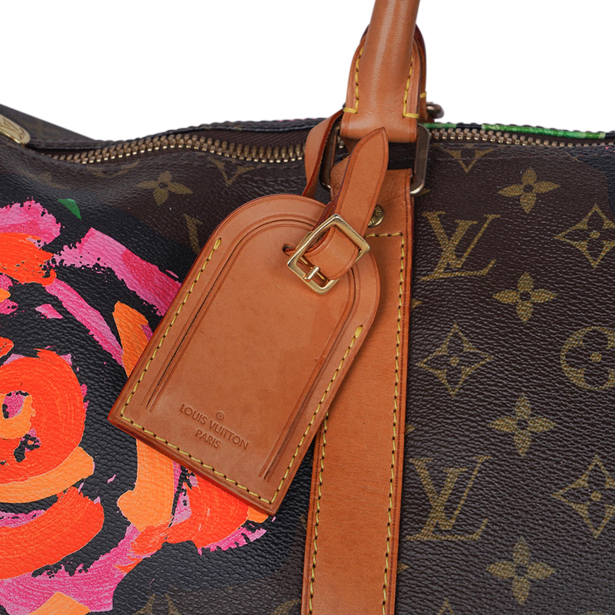 Louis Vuitton Stephen Sprouse x Monogram Roses Keepall 50 Limited Edition For Sale 3
