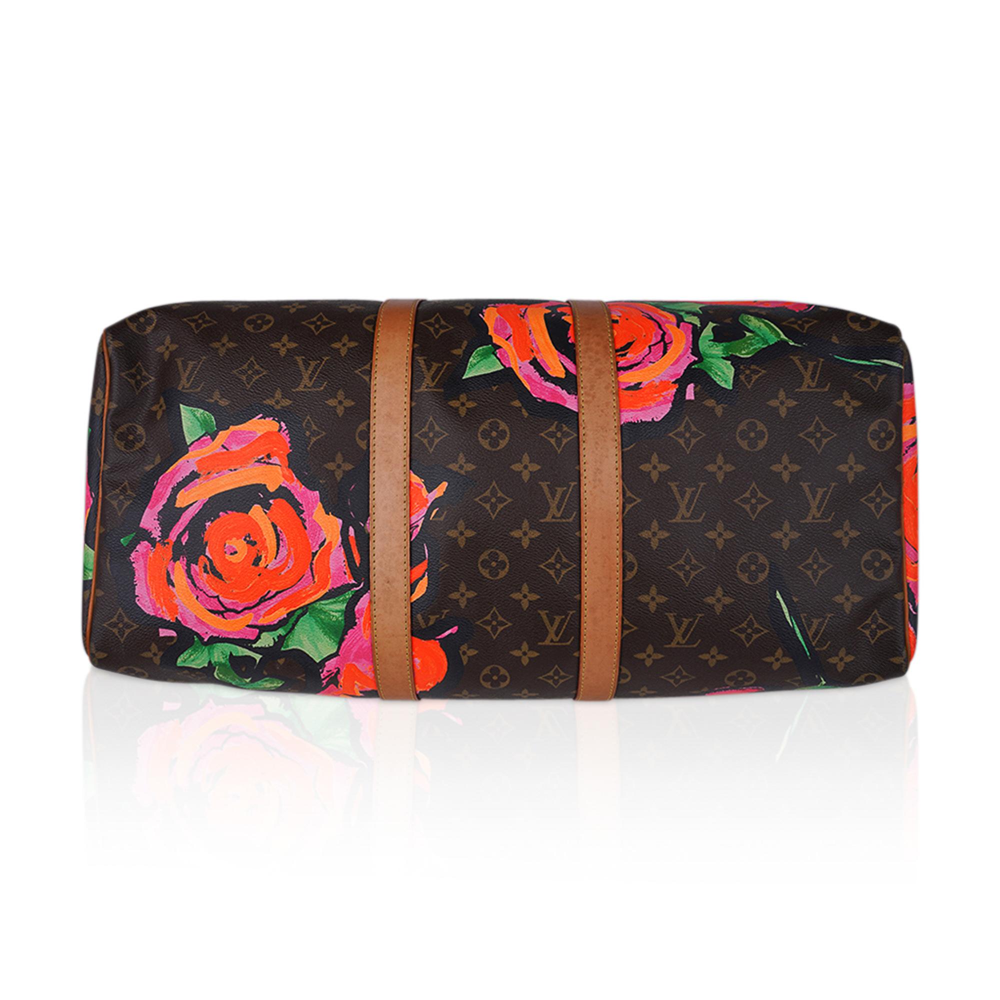 Louis Vuitton Stephen Sprouse x Monogram Roses Keepall 50 Limited Edition For Sale 4