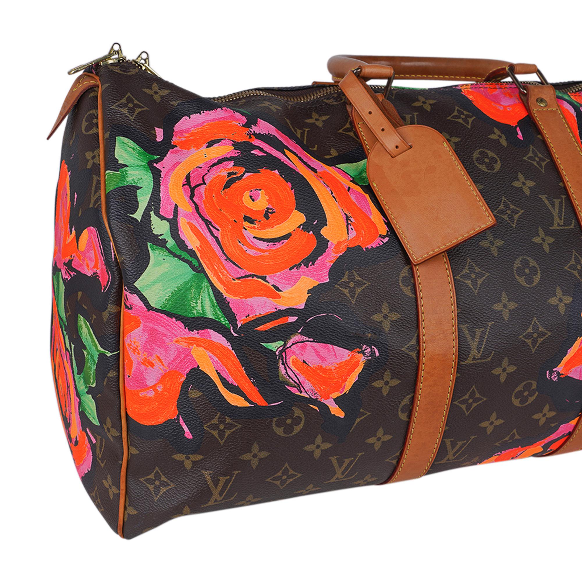 Louis Vuitton Stephen Sprouse x Monogram Roses Keepall 50 Limited Edition In Good Condition For Sale In Miami, FL