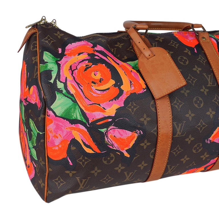 Louis Vuitton Stephen Sprouse x Monogram Roses Keepall 50 Limited Edition For Sale 2