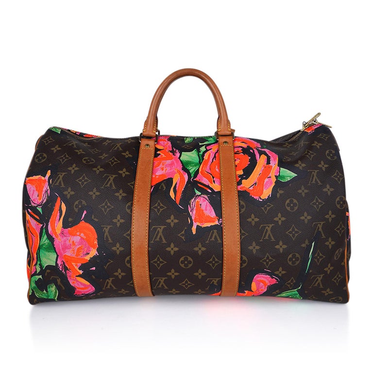 Louis Vuitton Stephen Sprouse x Monogram Roses Keepall 50 Limited Edition For Sale 4