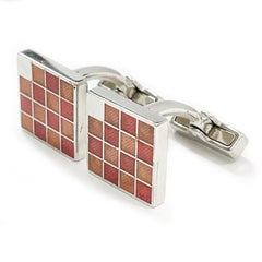Louis Vuitton Guilloche Enamel "Damier" Cufflinks