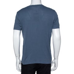 Louis Vuitton Stone Blue Cotton Zulu Statue Crew Neck T-Shirt M