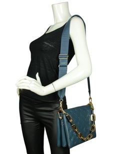 Louis Vuitton Storm Blue Leather Embossed Monogram Coussin PM Bag