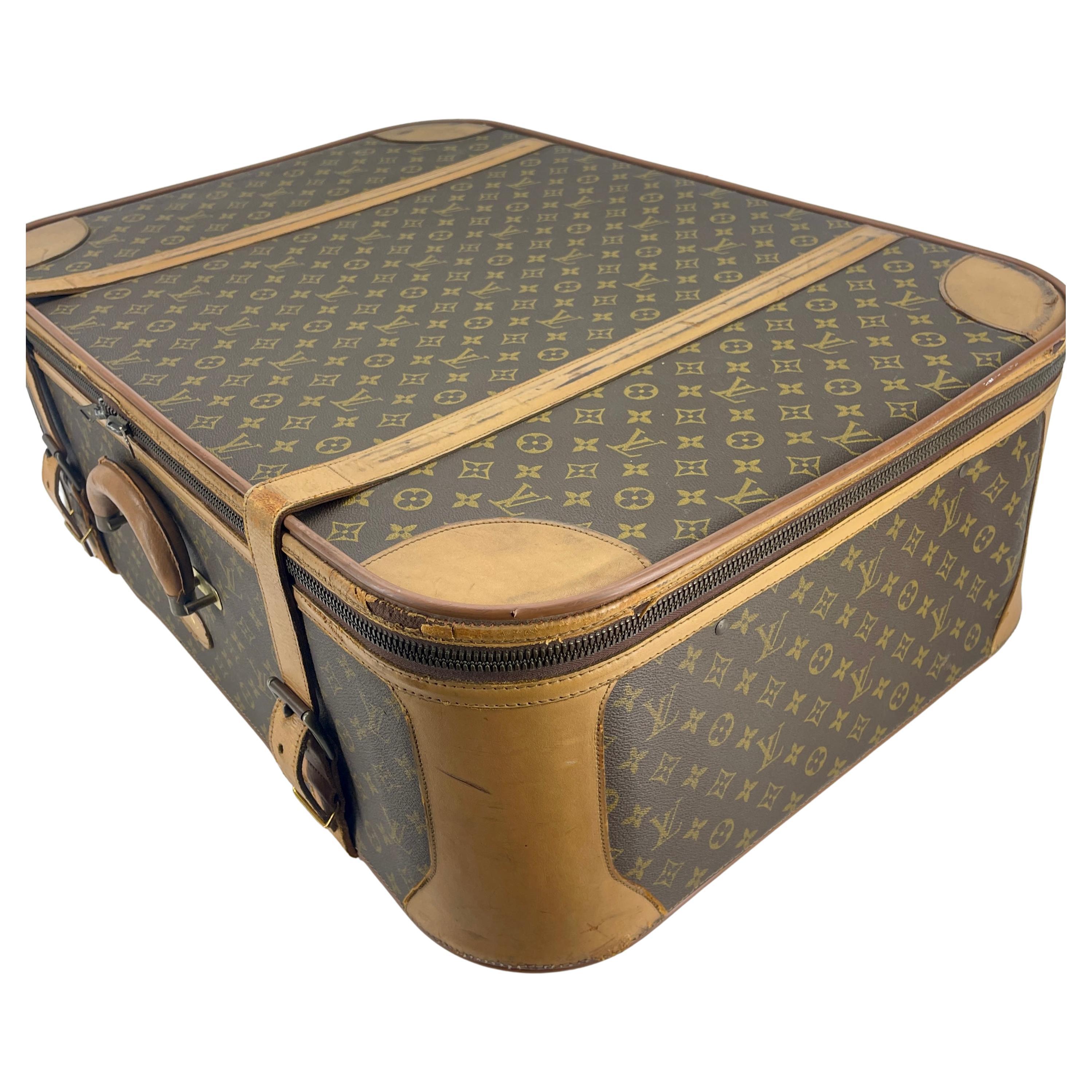 Brass Louis Vuitton Stratos Extra Large Trunk Travel Suitcase Monogram