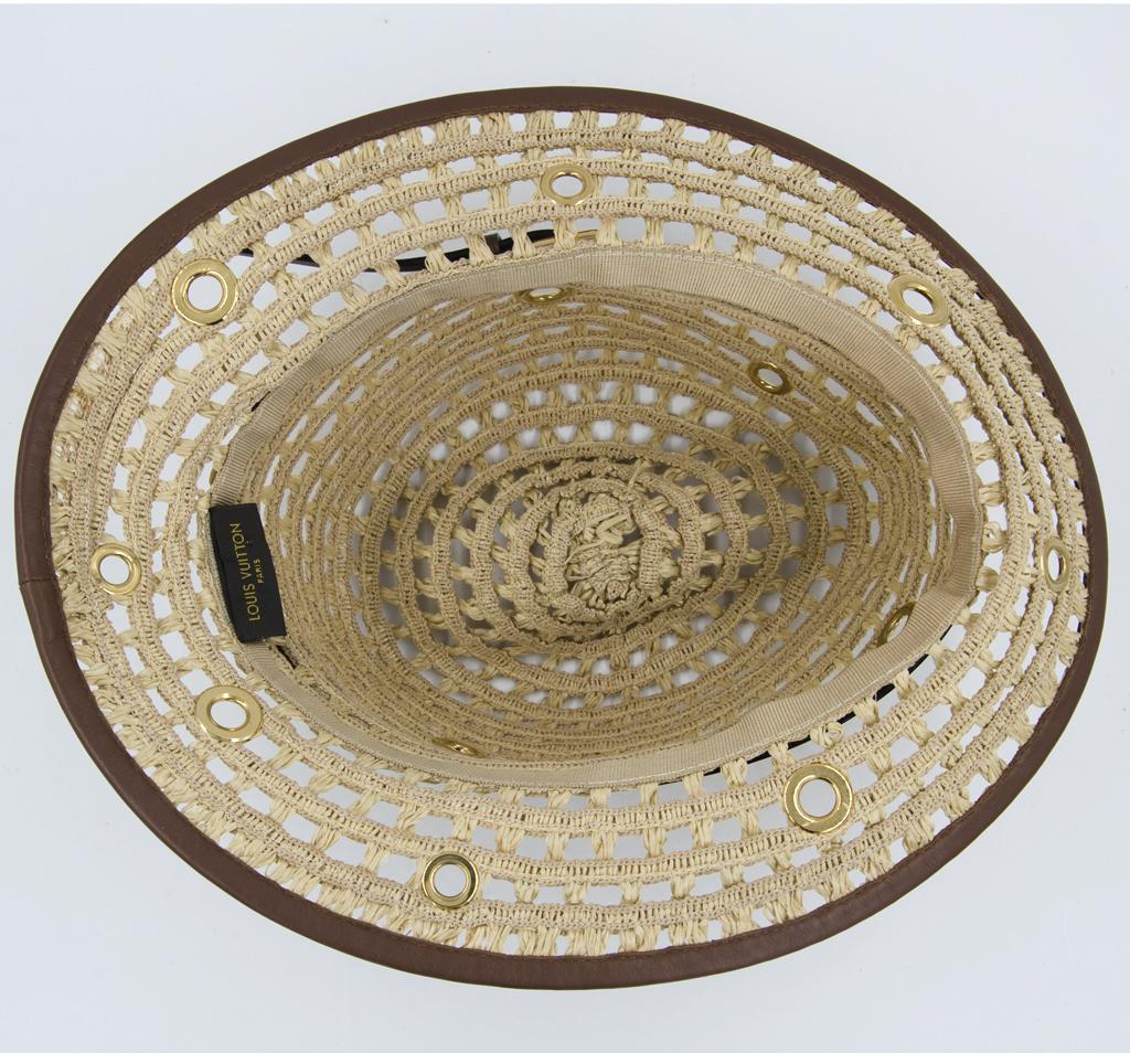 Louis Vuitton Sombrero de Paja Panamá Crucero 2011 Rafia Summer Sun en venta 2