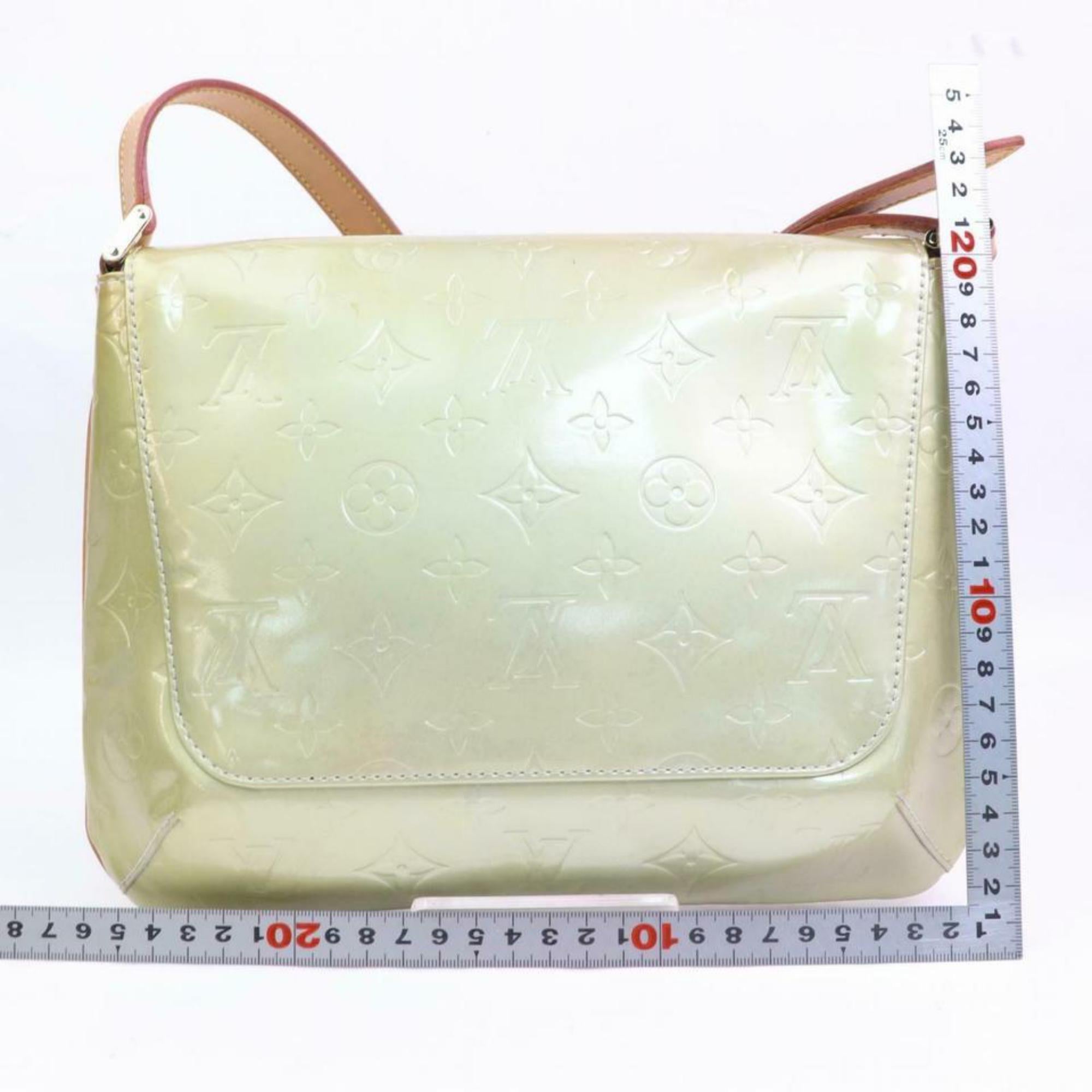 Beige Louis Vuitton Street Thompson Green-silver 870591 Green Vernis Shoulder Bag For Sale