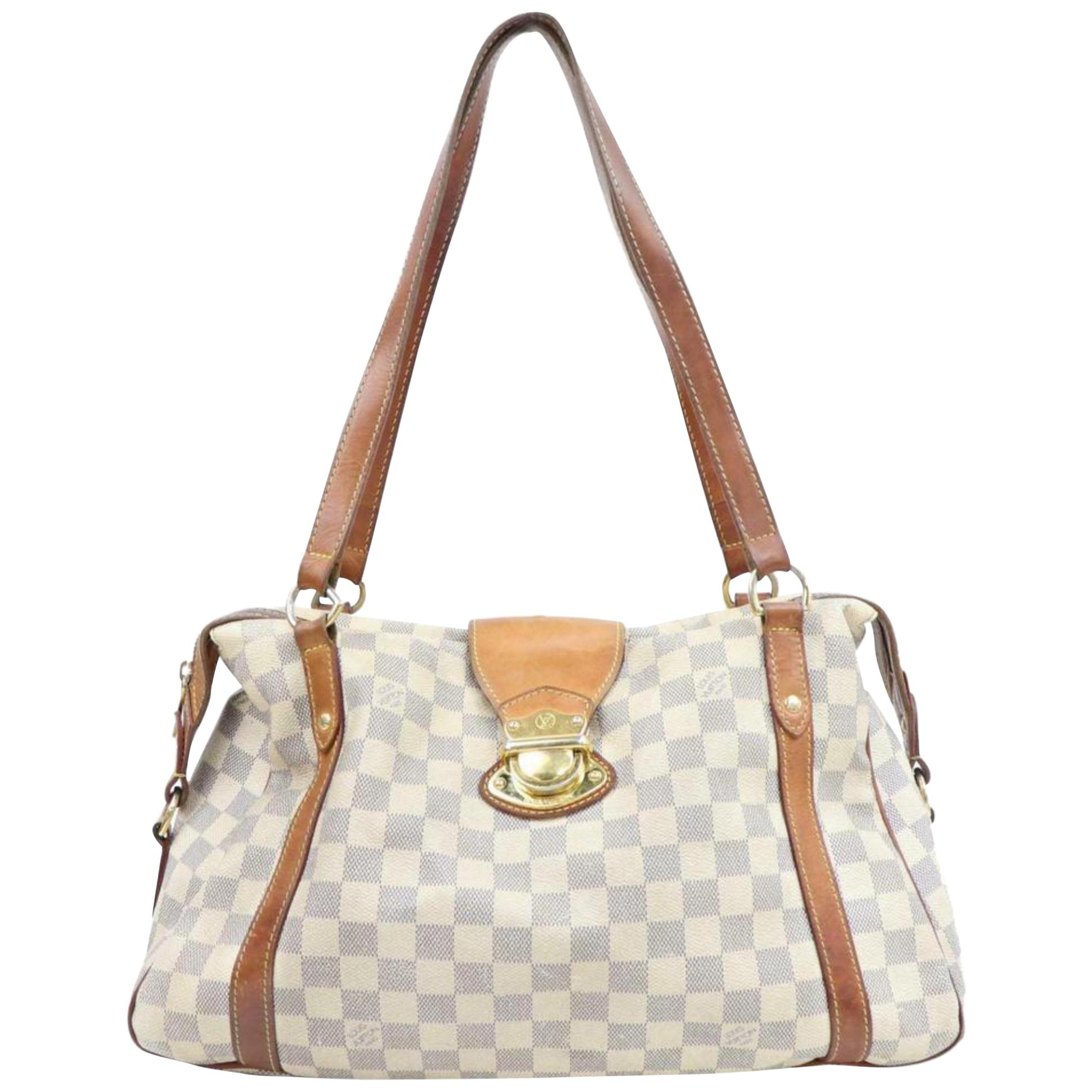 Louis Vuitton Stresa Damier Azur Gm 870447 White Coated Canvas Shoulder Bag For Sale