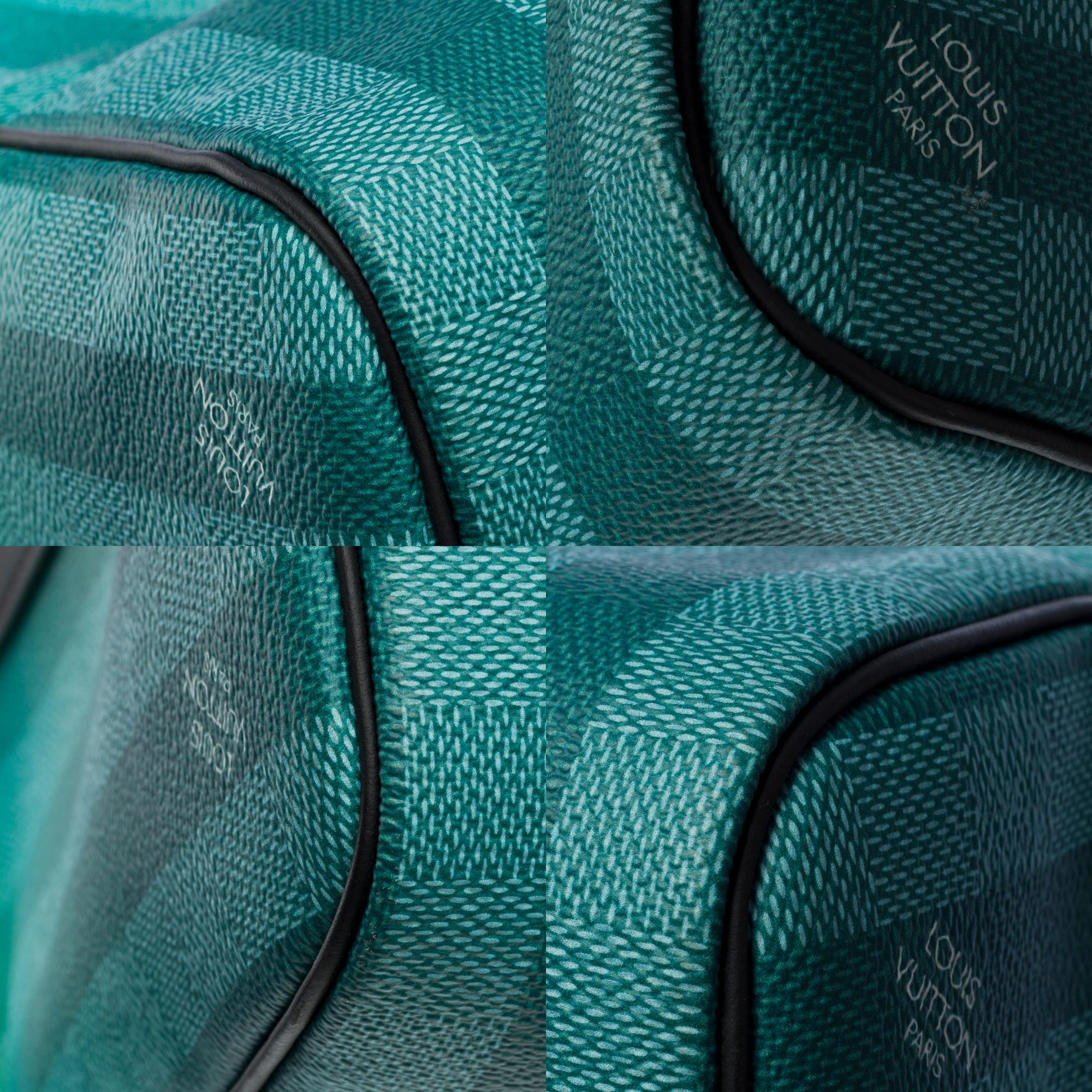 Louis Vuitton Striped damier Keepall 50 Travel Bag in Turquoise canvas, PHW For Sale 5