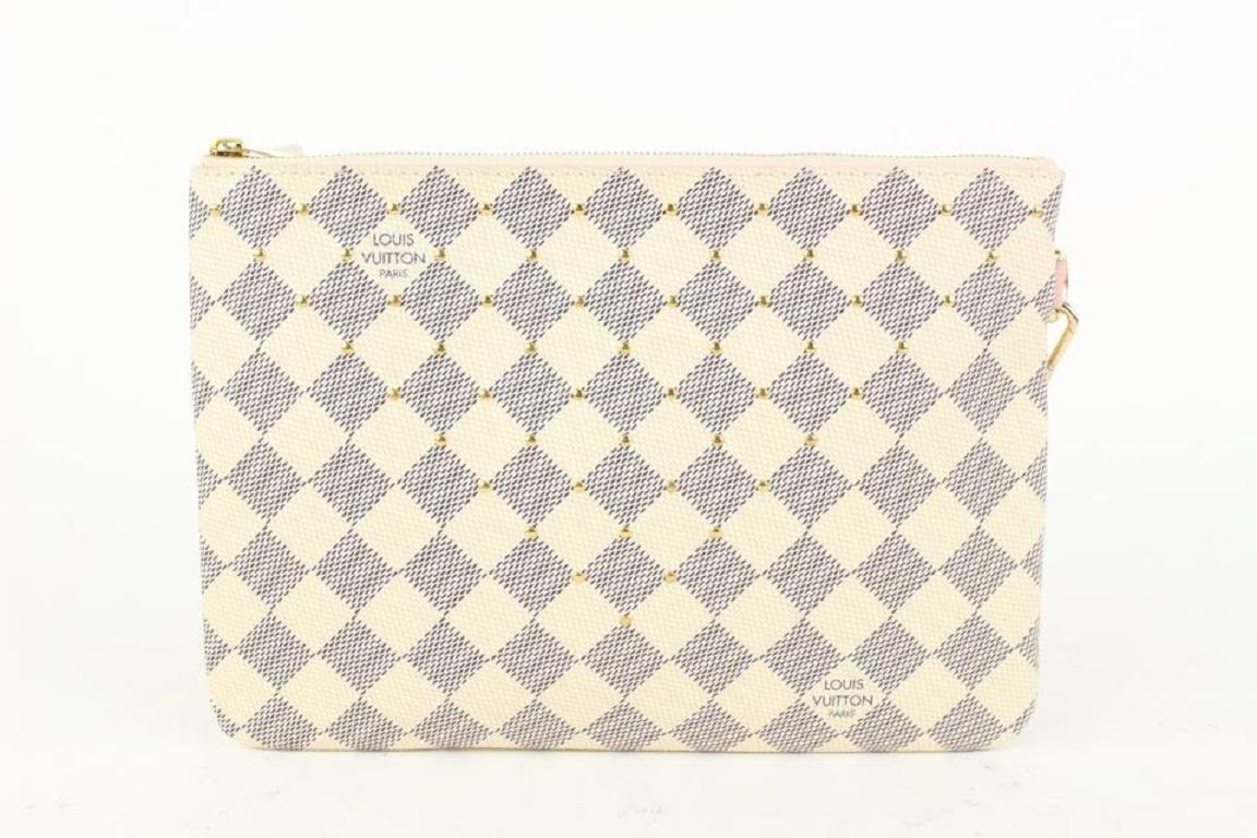 Louis Vuitton Studded Damier Azur Ballerine City Pouch Toiletry Wristlet Bag  In New Condition For Sale In Dix hills, NY