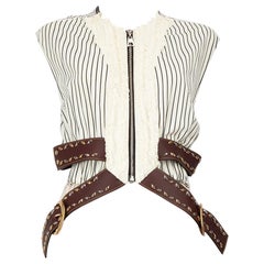 Louis Vuitton Studded Leather Belt Ruffle Top Size M