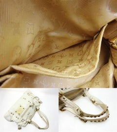 Louis Vuitton Studded Riveting 227296 White Leather Shoulder Bag