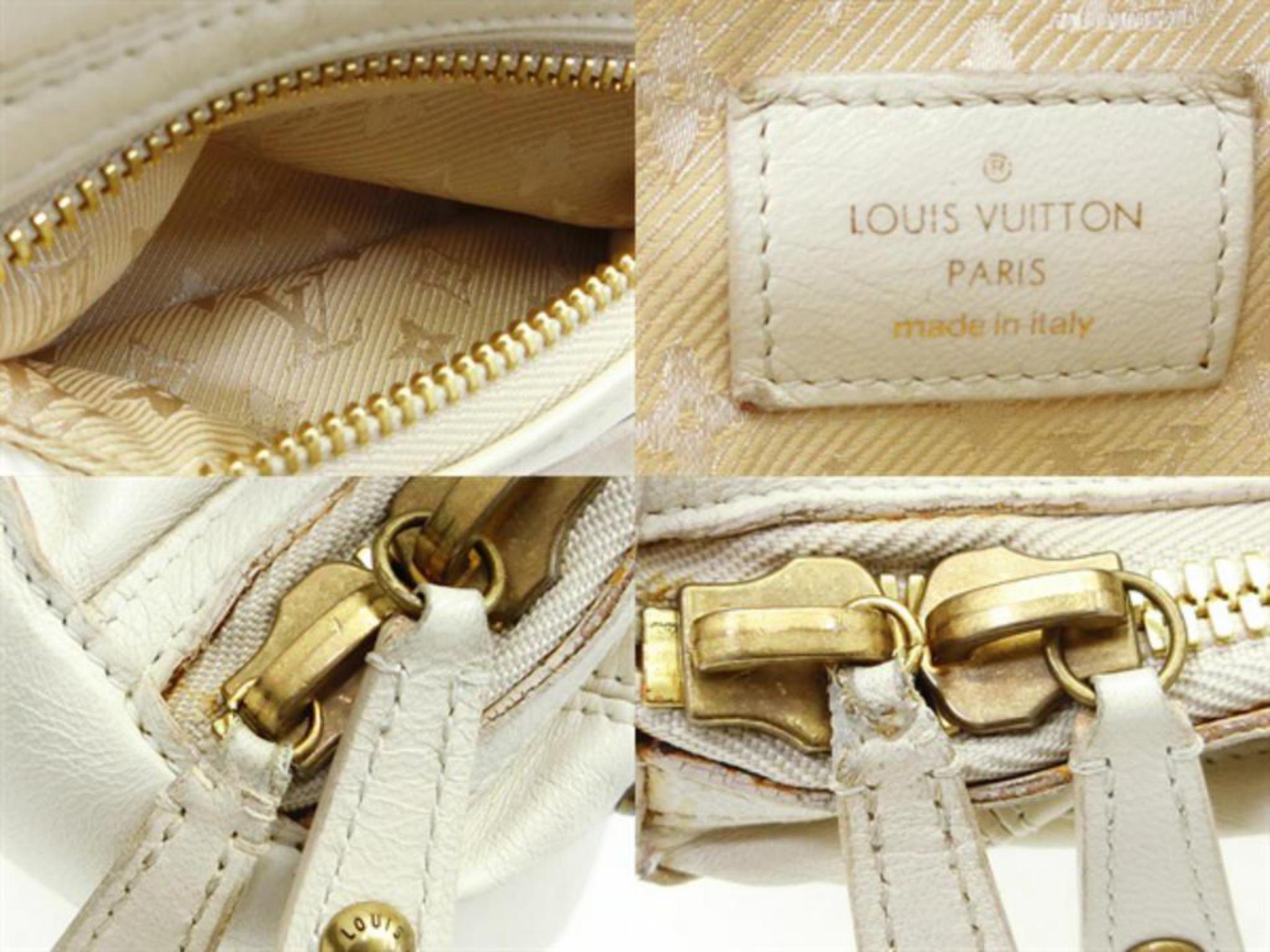Louis Vuitton Studded Riveting 227296 White Leather Shoulder Bag For ...